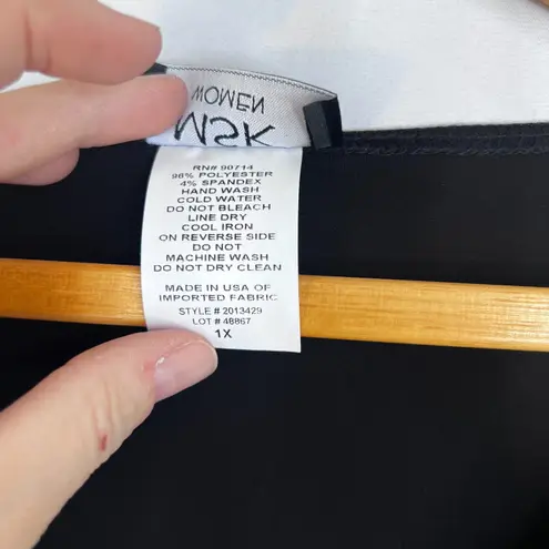 MSK Beaded Pearl Scallop Hem Sleeveless Dressy Cocktail Tank Blouse Size 1X Black