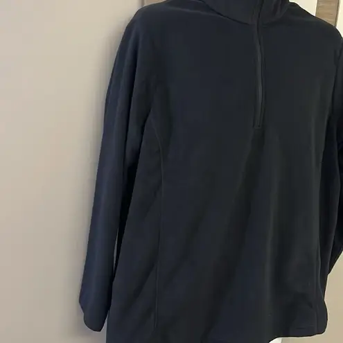 Land’s End Women Black Long Sleeve Antistatic Pullover ZipUp Fleece