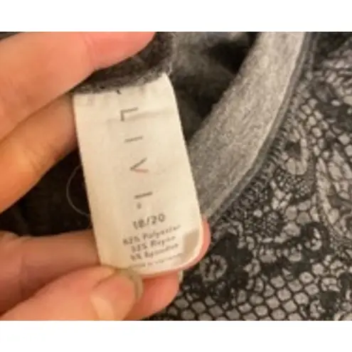 Casual Cozy Boho Print Hoodie Tunic Livi Black Gray Plus Size 18/20 - Image 3