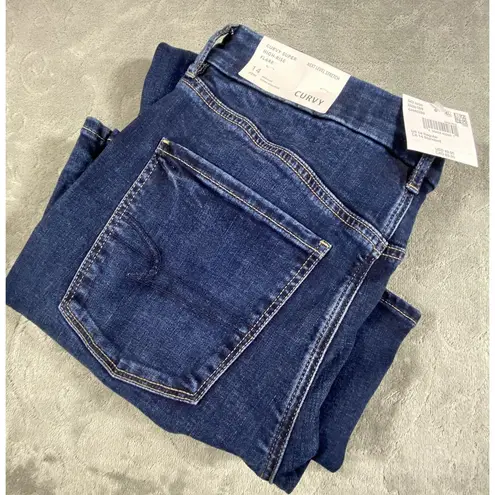 New American Eagle Curvy Super High Rise Flare Jeans Womens 14 Stretch Hippie Blue Size 14P