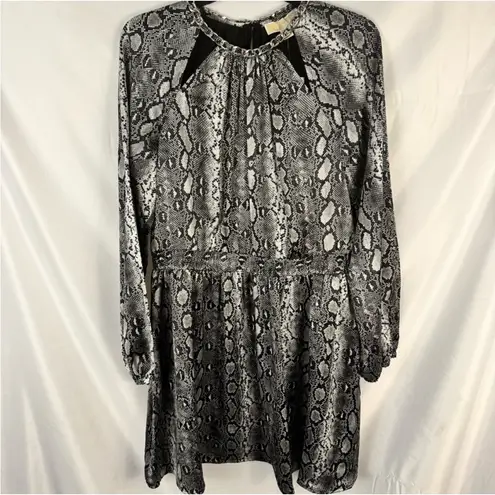 Michael Kors Snake Print Dress Chain Detail Long Sleeve Party Dress M Black Size M