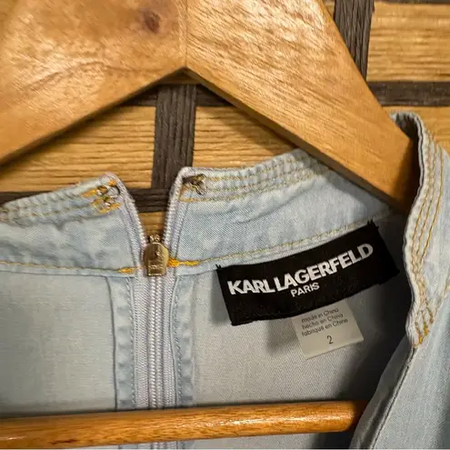 Karl Lagerfeld Light Blue Chambray Button Front Dress Size 2