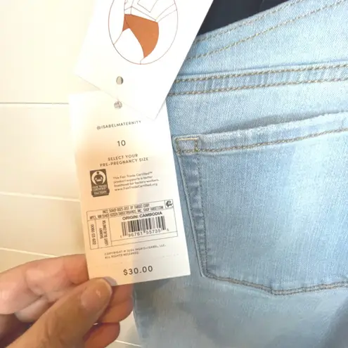 isabel maternity Jeans Size 10 Light Blue Wash Over Belly Panel Skinny NWT