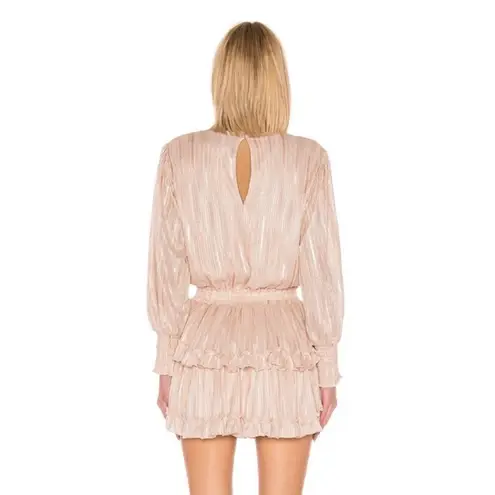 MISA Los Angeles Katia Metallic Rose Gold Stripe Mini Dress Size XS