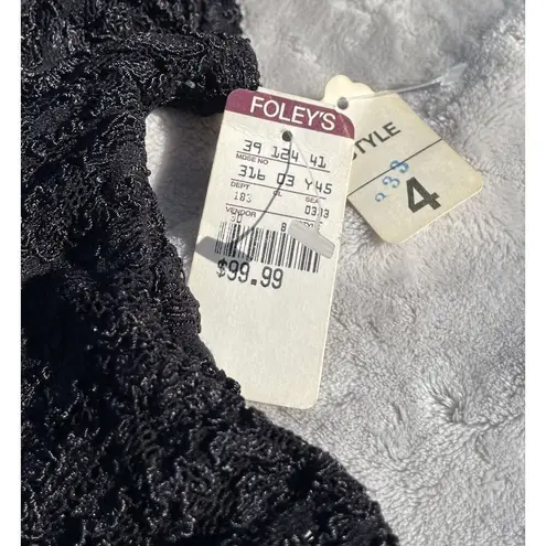 Vintage Black Dress Size 4 90s A Line Goth Lace Top Mock Neck NWT Night Way 80s