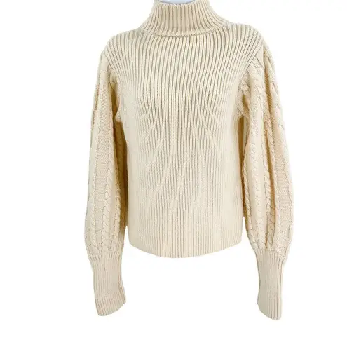 Caroline Constas Chunky Knit Bishop Puffed Sleeve Turtleneck Sweater Large