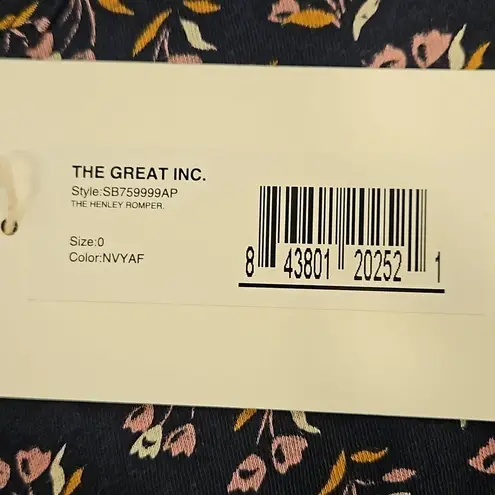 The Great ππ The Henley Romper ~ Navy Apron Floral Size 0 XS NWT