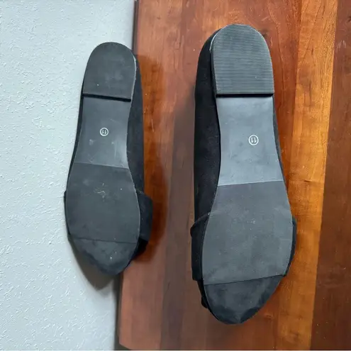 Long Tall Sally Black Suede Knotted Bow Slip On Ballet Flat Womens 11 Academia