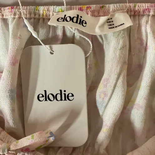 Elodie Floral Print Short Sleeve Scoop Neck Rayon Cropped Top Size Medium NWT