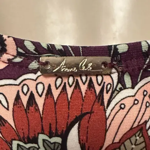 Anne cole Size 10 20M0033 Wine Floral Print Boho Flattering One Piece Swimsuit