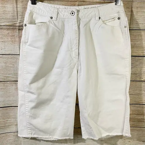 Bermuda Emanuel Ungaru denim white  shorts with pockets raw hem womens Size 10/44