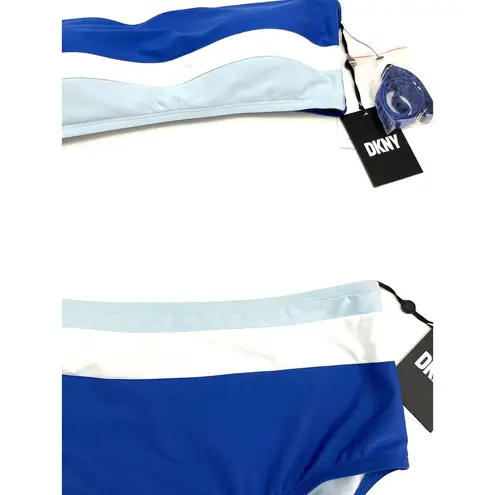 DKNY  Bandeau Blue Swim Top & High-waist Bikini Set Large / XL NWT