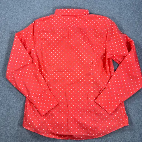 Lands' End No Iron Supima Button Down Shirt Women's 12 Watermelon Sorbet Print Pink