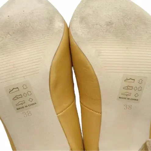 Shellys London Camel Leather Pump Perforated Tan Leather Heel Size EU 38 | US 7