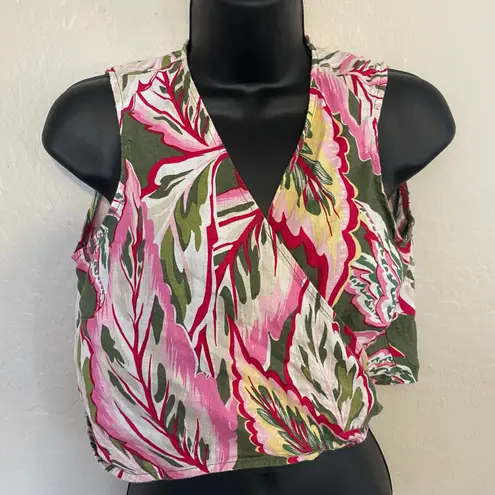 LOFT Beach Multiway Linen Wrap Tie Top Womens Size Medium Petite Vacation Cruise