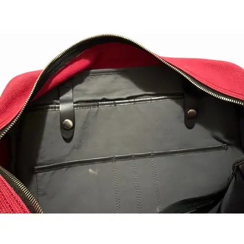 Jack Spade Red Canvas Tote Bag Leather Handles Zip Top Shoulder Bag