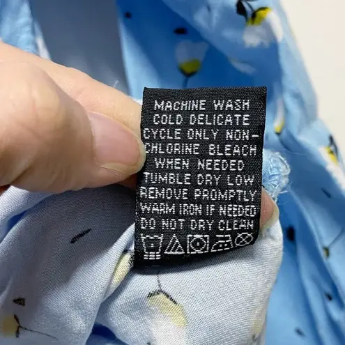 Velvet Heart Blue Poppy Print Buttondown Top