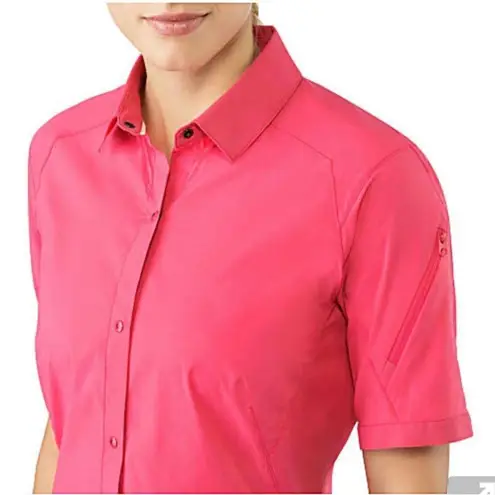 Arc’teryx Fernie Short Sleeve Nylon Snap Front Shirt in Pink Outdoors Hiking