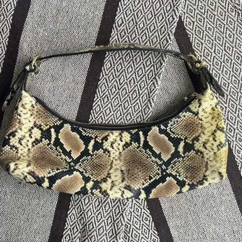 By Far Mara Leather Snakeskin Python Snake Print Shoulder Bag