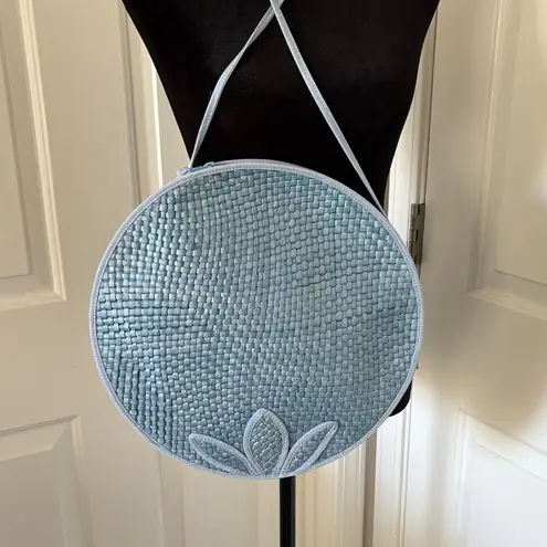 Unique Vintage Sky Blue Woven Crossbody Bag