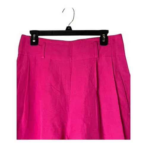 Akris Punto Shorts Women 8 Pink Pleated Linen Blend High Rise Luxury Lagenlook