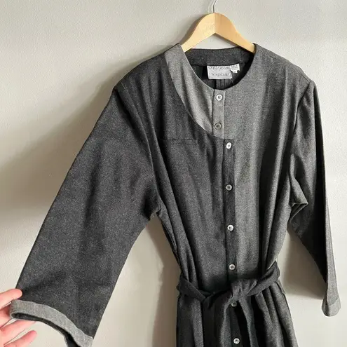 Vintage 70’s designer Oleg Cassini gray two toned wool button midi shift dress Size 14