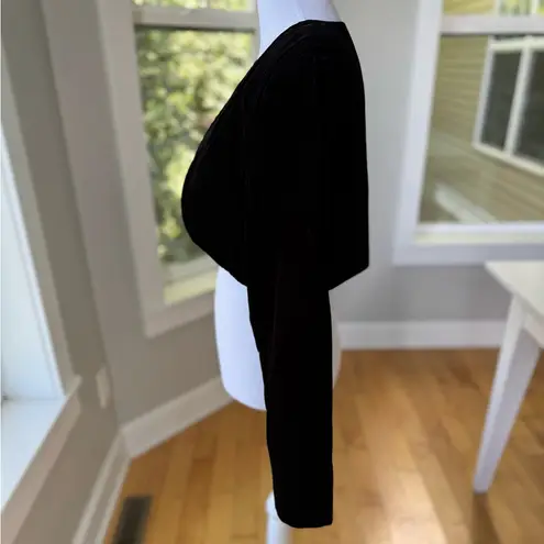 Vintage 80s 90s Steppin Out Black Velvet Cropped Bolero Jacket Size M