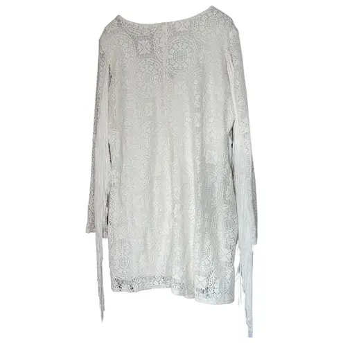 NWT Idyllwind by Miranda Lambert Ivory White Lace Midi Dress with Fringe Sleeves Size XXL
