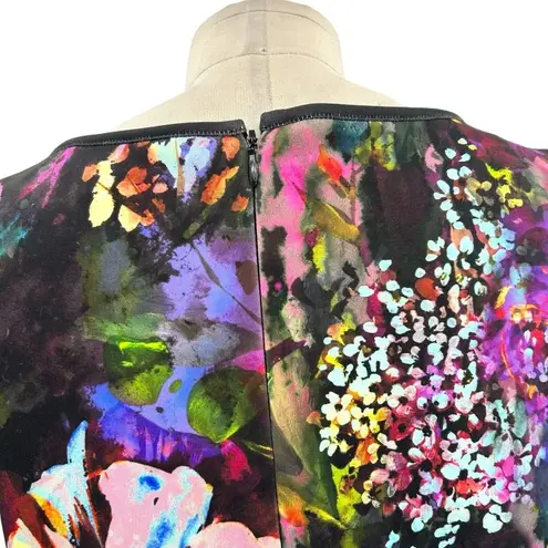 Rickie Freeman for Teri Jon Floral Print Scuba Sheath Dress Size 4 Black