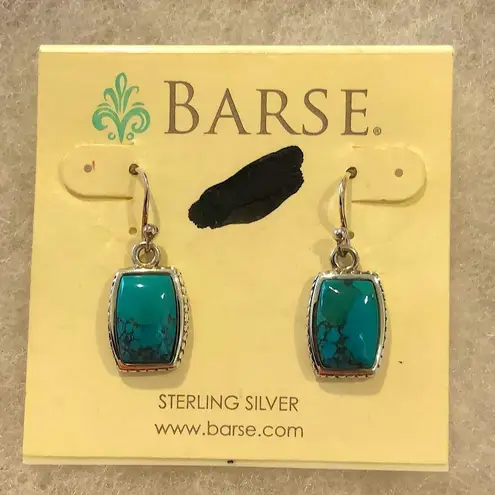 Sterling Silver BARSE Turquoise Rope Braid Framed Drop Earrings NWT