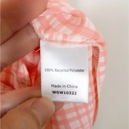 41 HAWTHORN Breyson Sleeveless Blouse Pink White Gingham V