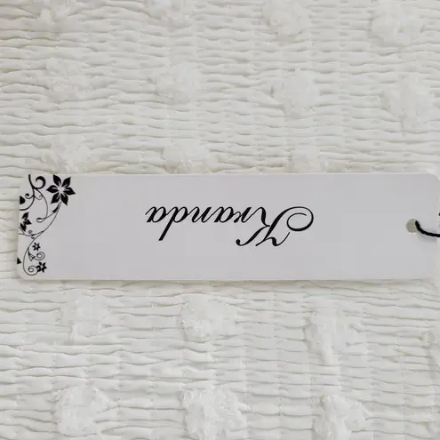 Kandra Womens Dress Medium White Smocked Flutter Sleeve Swiss Dot Flowy Midi NEW