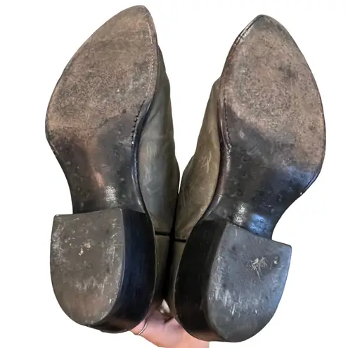 Justin Boots Justin Brown SIlver Leather Western Cowboy Boots Men's sz 7.5 D Women's size 9.5