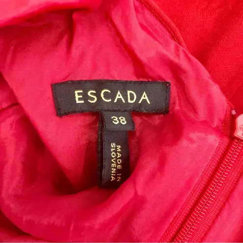 Escada Dress Darla Cherry Red Cerise Cherry Color Lacquer Gathered Detail US 8