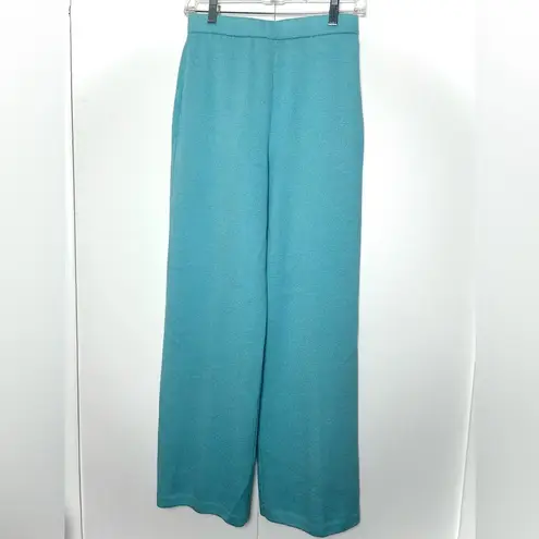 St. John  Knit Light Blue Cami Top and Wide Leg Pant Set