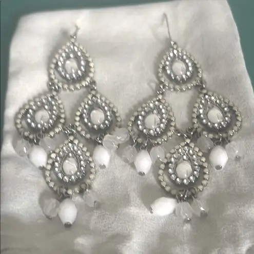 3 Pair Chic Silver Gunmetal Crystal Encrusted Dangle Drop Chandelier Earrings