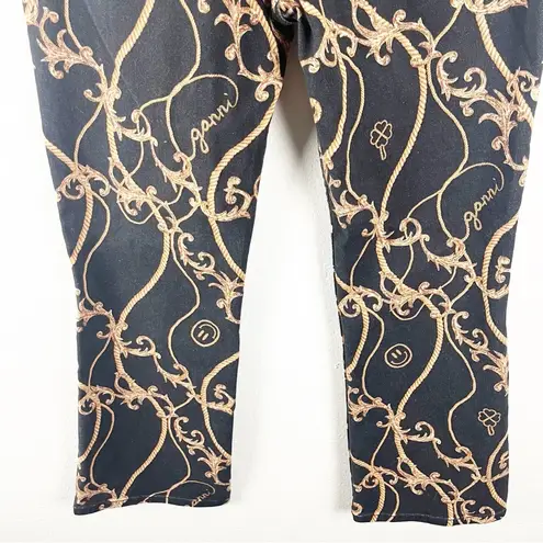 Ganni Denim Betsy Cropped Rope Printed High Waist Organic Cotton Jeans, Size 29