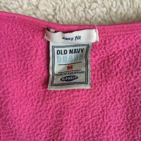 Old Navy Pink Fleece V-neck Y2K Pullover - Sz Medium