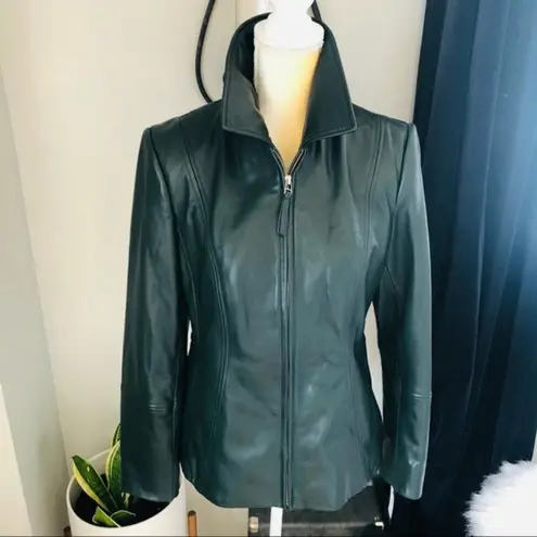 Preston & York Preston & York Lambskin Leather Moto Jacket, Luxurious, Dark Green, Small, NWT