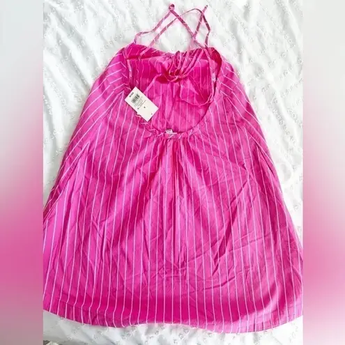 A New Day NWT  Sleeveless Shift Mini Dress Striped Size Small Pink Tie Back
