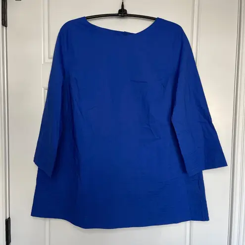 COS Tunic Blouse Women's Size 6 Blue 3/4 Sleeves 100% Cotton Professional NEW