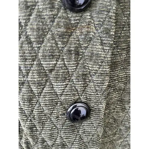 beluva San Francisco Olive Green Fur Collar Quilted Art Deco Jacket Medium Size L