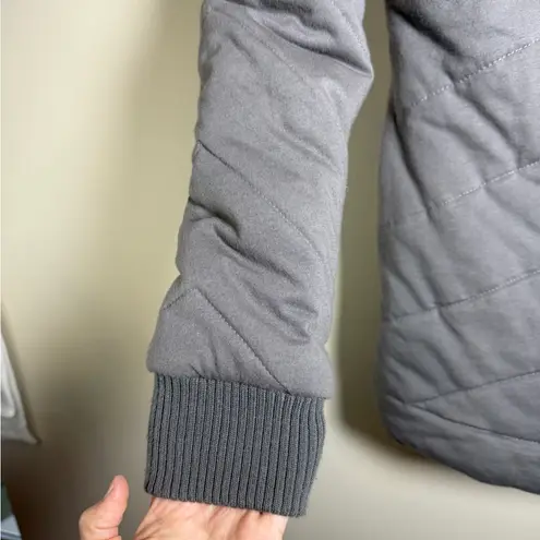 Free People  Rare Insulated Quilted Puffer Coat Jacket Zip Up Long Waffle Knit