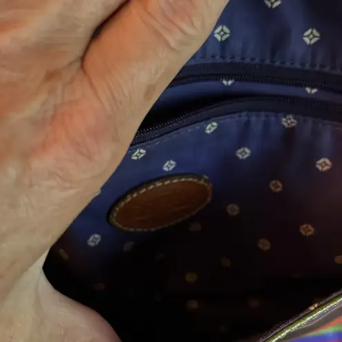 Fossil multicolor purse with adjustable strap in GUC. One small tear on bottom. - Image 3
