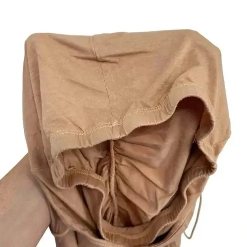 ENZA COSTA RUCHED CAMISOLE TOP SMALL DK NUDE VISCOSE LYCRA STRETCH TANK NWOT Tan