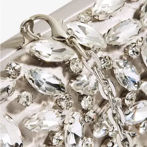 I.N.C. East West Embellished Small Minaudiere in Silver Metallic, NWT