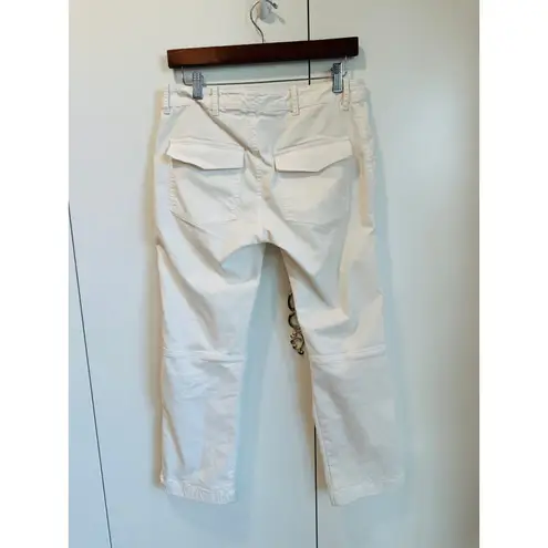 Y2K Cargo Capri Pants in Cream Size 4 Military Style Cropped Designer Nila Lotan White