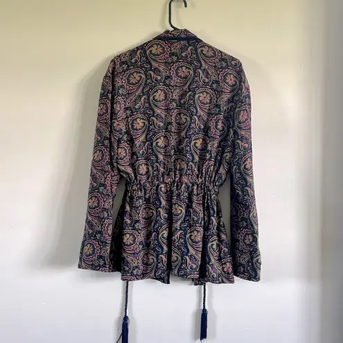 Diane Gilman Vintage silk navy, purple, and green paisley robe