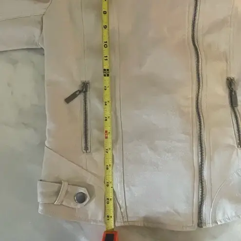 Ookie & Lala Women's Size S Mix Media Drape Front Moto Jacket Color Stone NWT