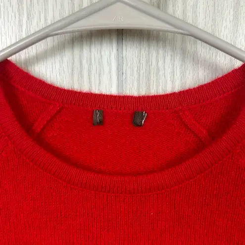 J. McLaughlin  Womens Sweater XS Cashmere Red Knit Scoop Bright Soft Button Long